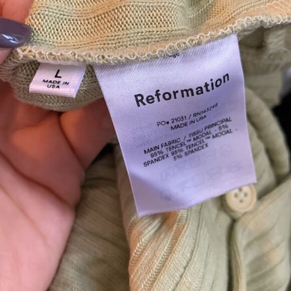 Reformation Midi Length Ribbed Button Skirt - Picture 5 of 6